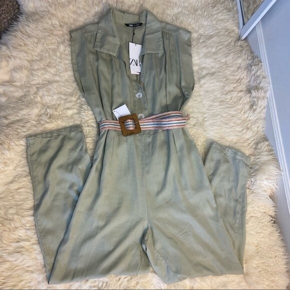 NWT ZARA BELTED JUMPSUIT - Picture 3 of 10